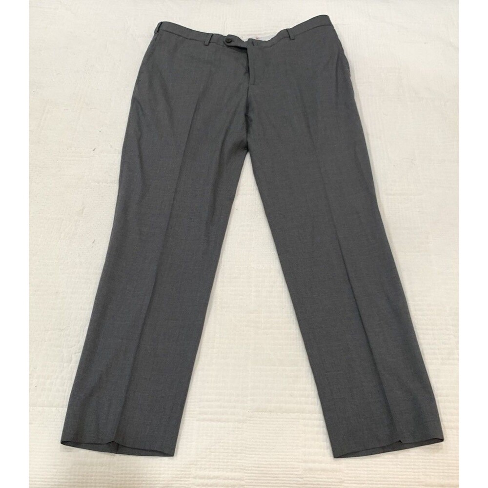 Isaia Napoli Pants Size EU54 Solid Dark Gray Wool Silk Blend Twill Made in Italy